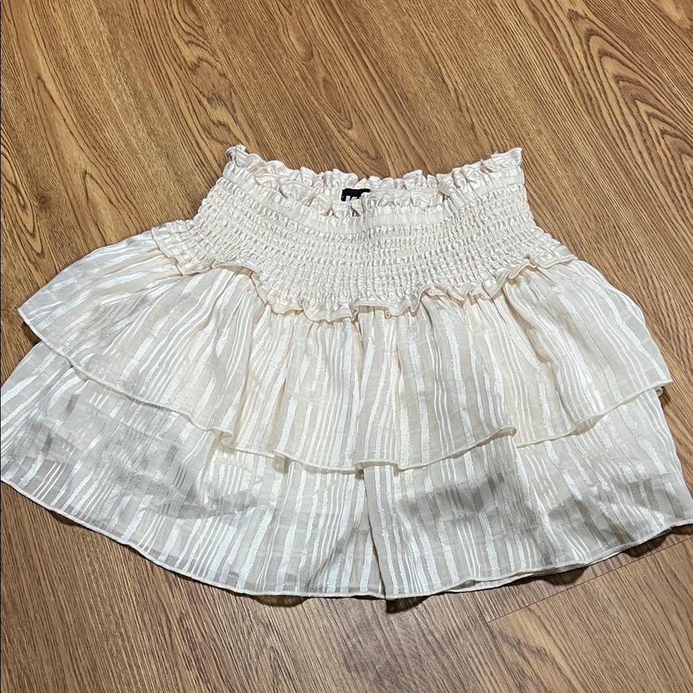 Katie J NYC Cream Tiered Smocked Skirt